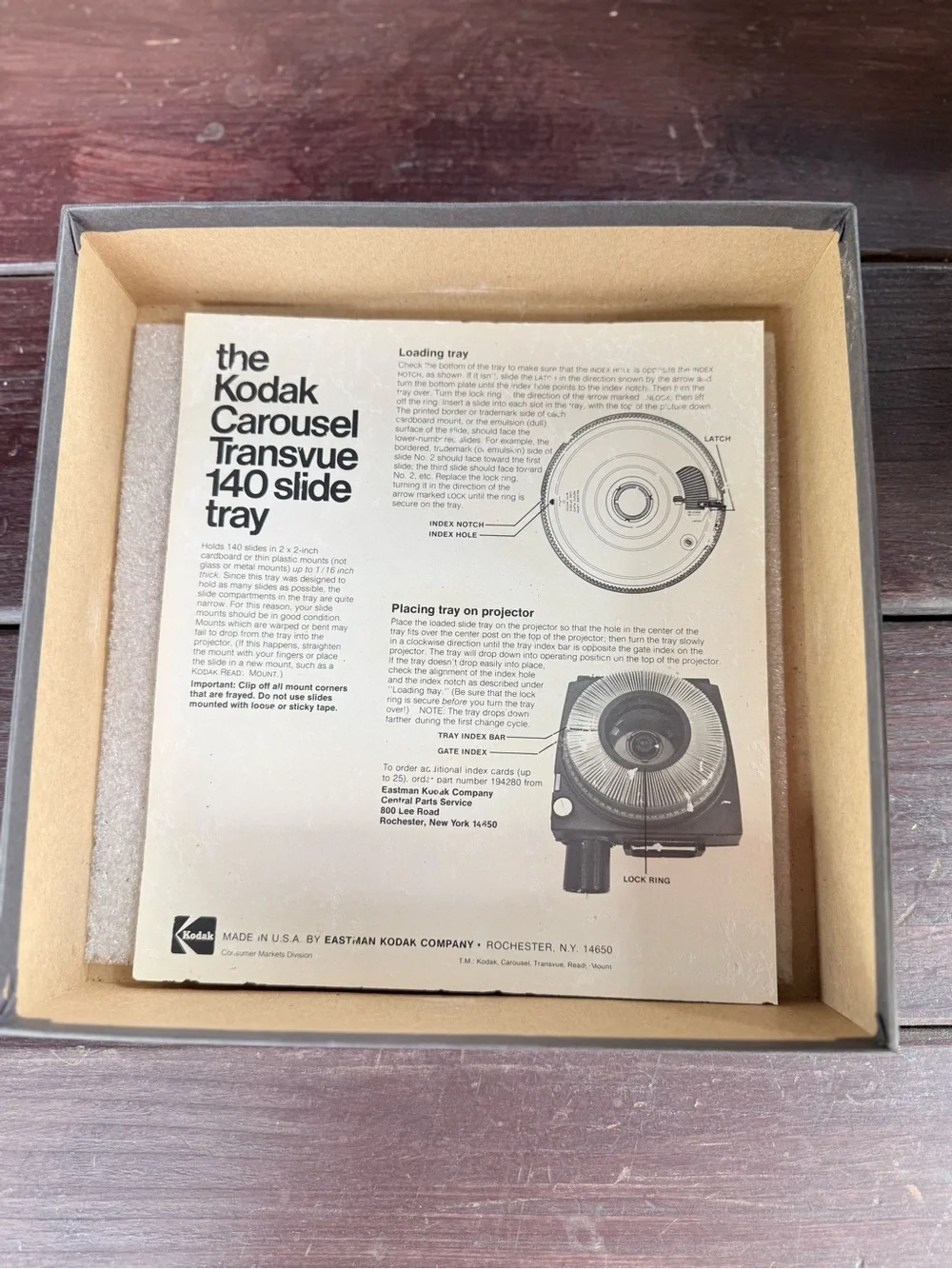 Kodak Carousel Transvue 140 Slide Tray Stackable 140 Capacity for Projector